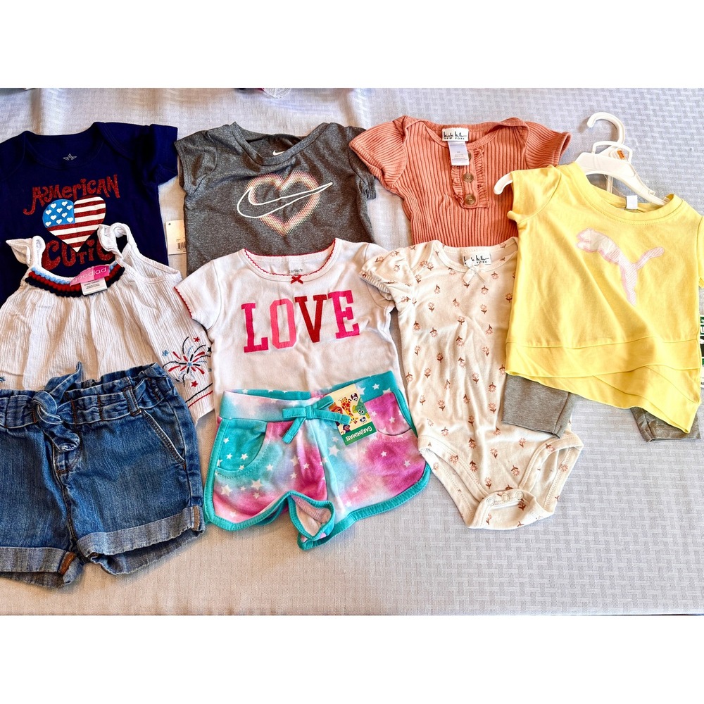 Baby Girl Clothes Lot 12-18M Nike Puma Baby Gap Nicole Miller Carter `0pc Bundle